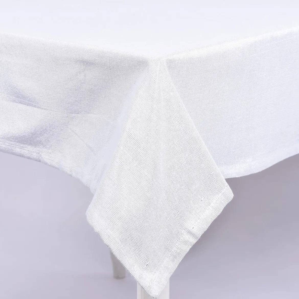 Tischdecke Glamour weiß silberfarbig Lurex 150x200cm