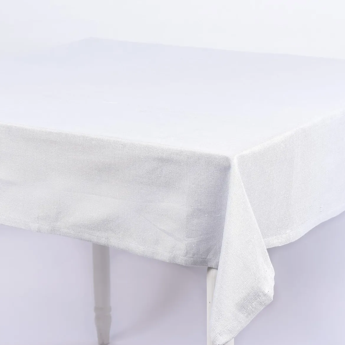 Tischdecke Glamour weiß silberfarbig Lurex 150x250cm