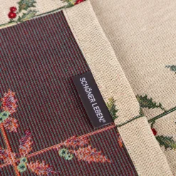 Tischdecke Gobelin Mistelzweige mit Beeren Gitter beige rot grün in versch. Größen von SCHÖNER LEBEN.