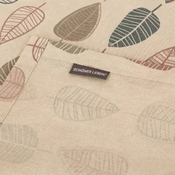 Tischdecke Halbpanama Leinenlook Scandi Retro Leaves Blätter natur rosa in versch. Größen von SCHÖNER LEBEN.