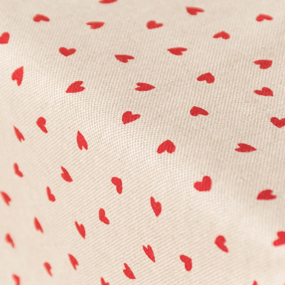 Tischdecke Halbpanama Leinenlook Little Love Heart Herzchen natur rot in versch. Größen von SCHÖNER LEBEN.