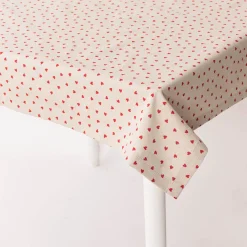 Tischdecke Halbpanama Leinenlook Little Love Heart Herzchen natur rot in versch. Größen von SCHÖNER LEBEN.
