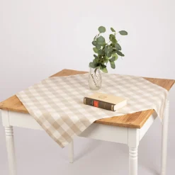 Tischdecke Karos beige weiß in versch. Größen von SCHÖNER LEBEN.