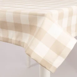 Tischdecke Karos beige weiß in versch. Größen von SCHÖNER LEBEN.
