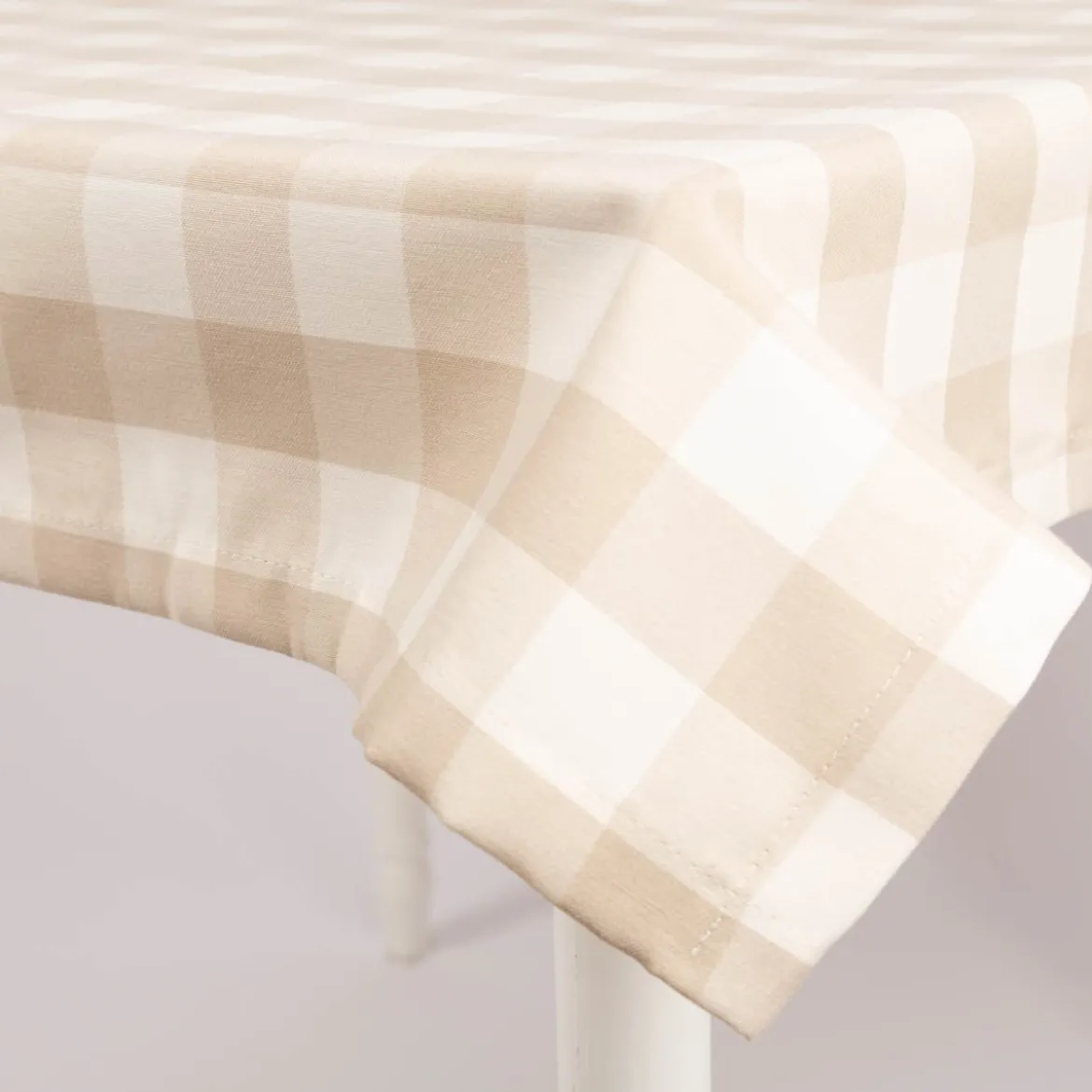 Tischdecke Karos beige weiß in versch. Größen von SCHÖNER LEBEN.