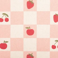 Tischdeckenstoff abwaschbar Canvas beschichtet Karo Obst rosa natur rot 1,48m Breite