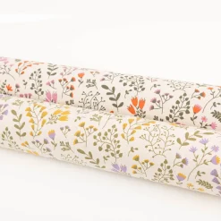 Tischdeckenstoff abwaschbar Canvas beschichtet Blumen Blätter natur orange rosa grün 1,48m Breite