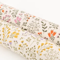 Tischdeckenstoff abwaschbar Canvas beschichtet Blumen Blätter natur orange rosa grün 1,48m Breite