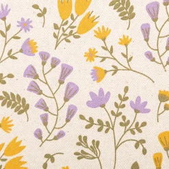 Tischdeckenstoff abwaschbar Canvas beschichtet Blumen Blätter natur lila gelb grün 1,48m Breite