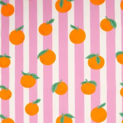 Tischdeckenstoff abwaschbar Baumwollstoff beschichtet Streifen Orangen rosa orange 1,48m Breite