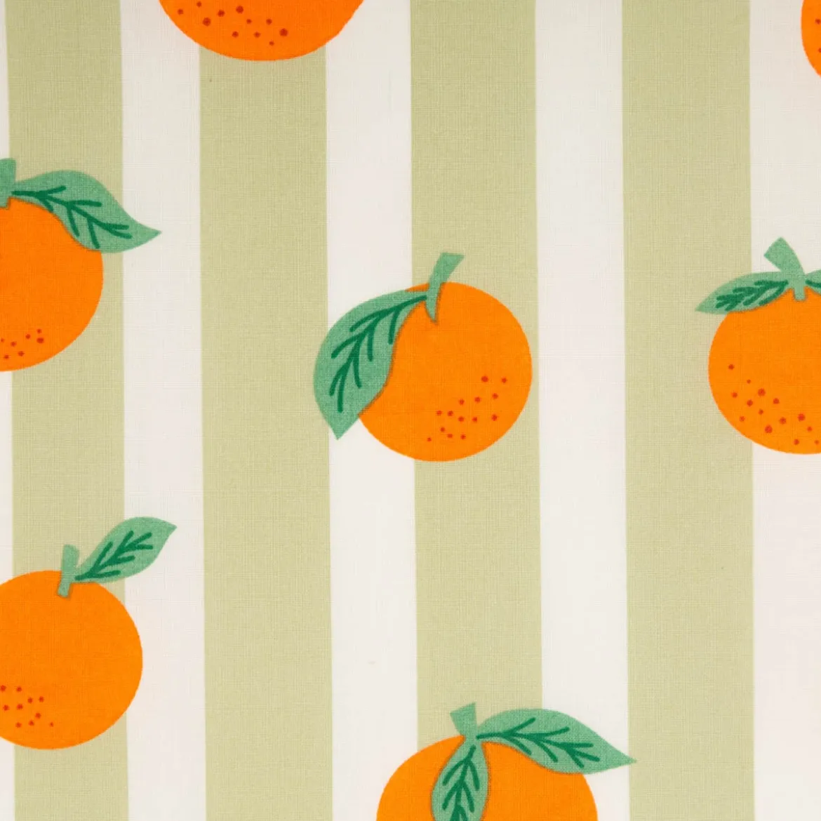 Tischdeckenstoff abwaschbar Baumwollstoff beschichtet Streifen Orangen grün weiß orange 1,48m Breite