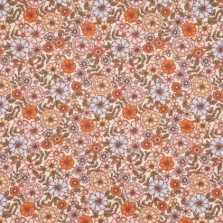 Tischdeckenstoff abwaschbar Baumwollstoff beschichtet Enduit Brigitte Vintage Blumen weiß bunt 1,45m Breite