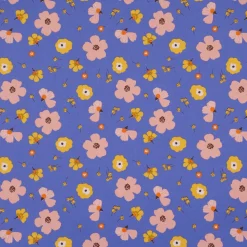 Tischdeckenstoff abwaschbar Baumwollstoff beschichtet Enduit Jela Blüten blau 1,45m Breite