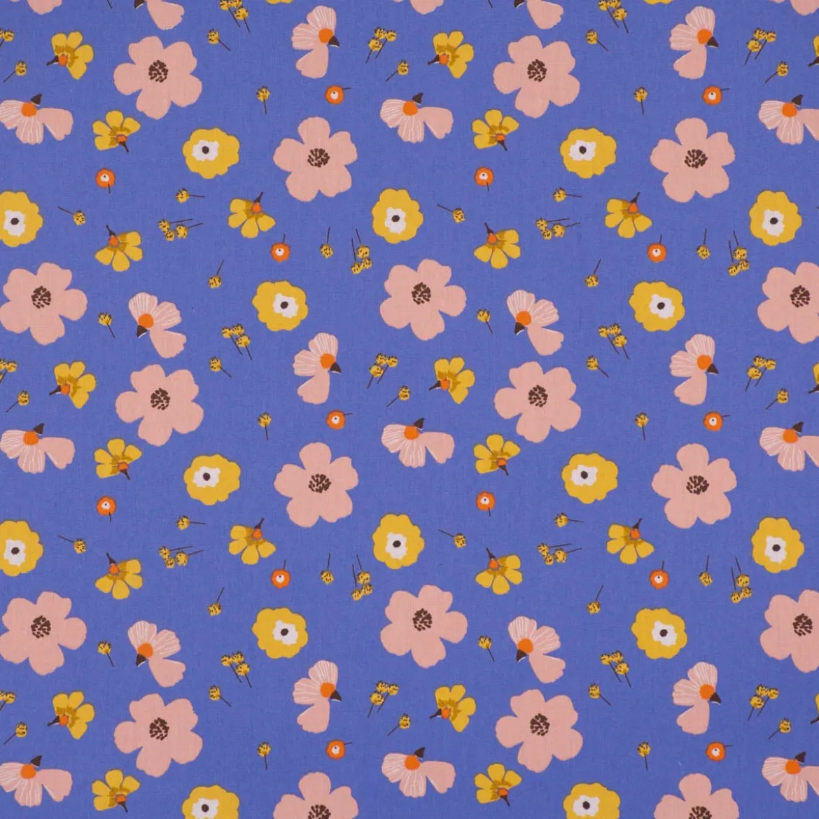Tischdeckenstoff abwaschbar Baumwollstoff beschichtet Enduit Jela Blüten blau 1,45m Breite