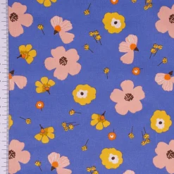 Tischdeckenstoff abwaschbar Baumwollstoff beschichtet Enduit Jela Blüten blau 1,45m Breite