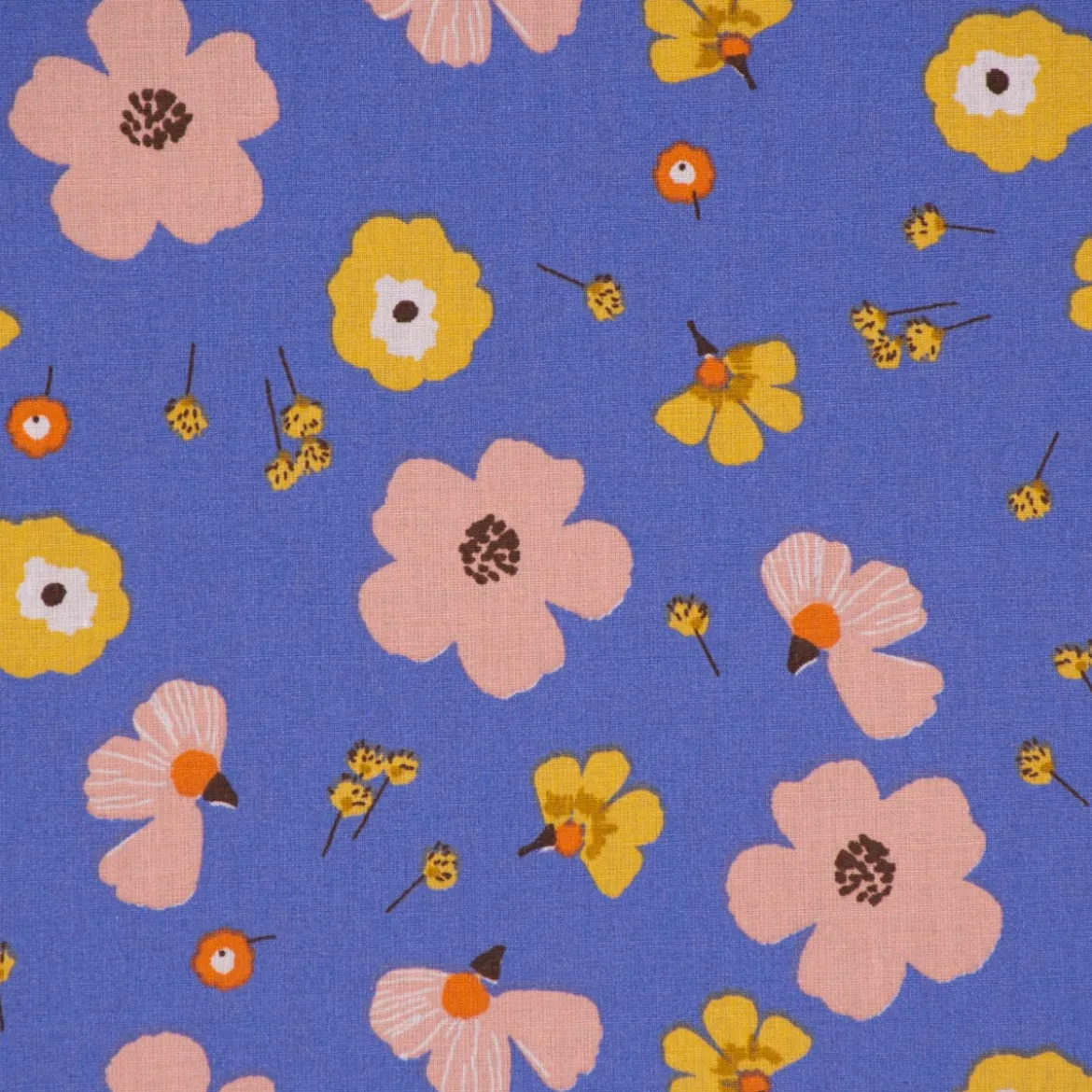 Tischdeckenstoff abwaschbar Baumwollstoff beschichtet Enduit Jela Blüten blau 1,45m Breite