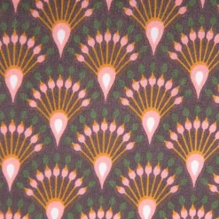 Tischdeckenstoff abwaschbar Baumwollstoff beschichtet Enduit Ginza Art Déco Bogen aubergine 1,45m Breite