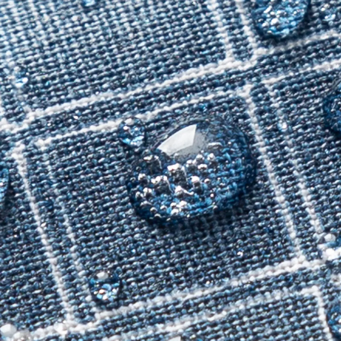 Tischdeckenstoff abwaschbar Baumwollstoff beschichtet Enduit Jules Karo blau weiß 1,45m Breite