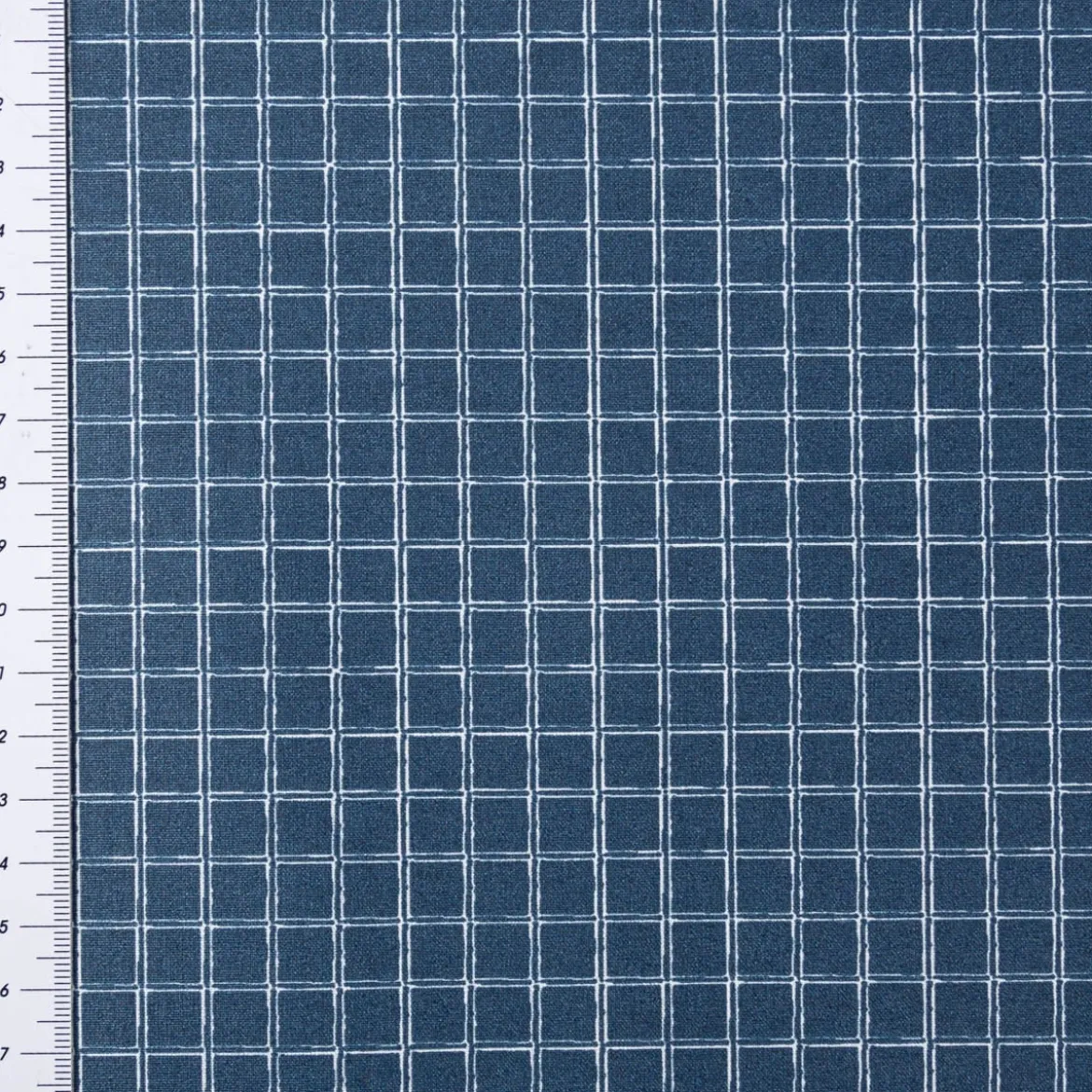 Tischdeckenstoff abwaschbar Baumwollstoff beschichtet Enduit Jules Karo blau weiß 1,45m Breite