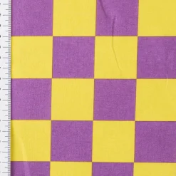 Tischdeckenstoff abwaschbar Baumwollstoff beschichtet Karo Kästchen gelb violett 1,45m Breite