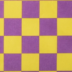 Tischdeckenstoff abwaschbar Baumwollstoff beschichtet Karo Kästchen gelb violett 1,45m Breite