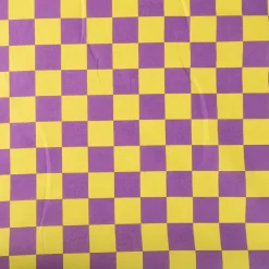 Tischdeckenstoff abwaschbar Baumwollstoff beschichtet Karo Kästchen gelb violett 1,45m Breite