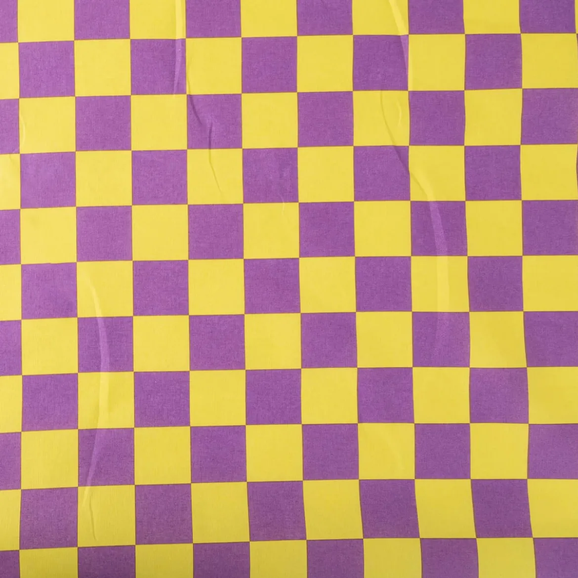 Tischdeckenstoff abwaschbar Baumwollstoff beschichtet Karo Kästchen gelb violett 1,45m Breite