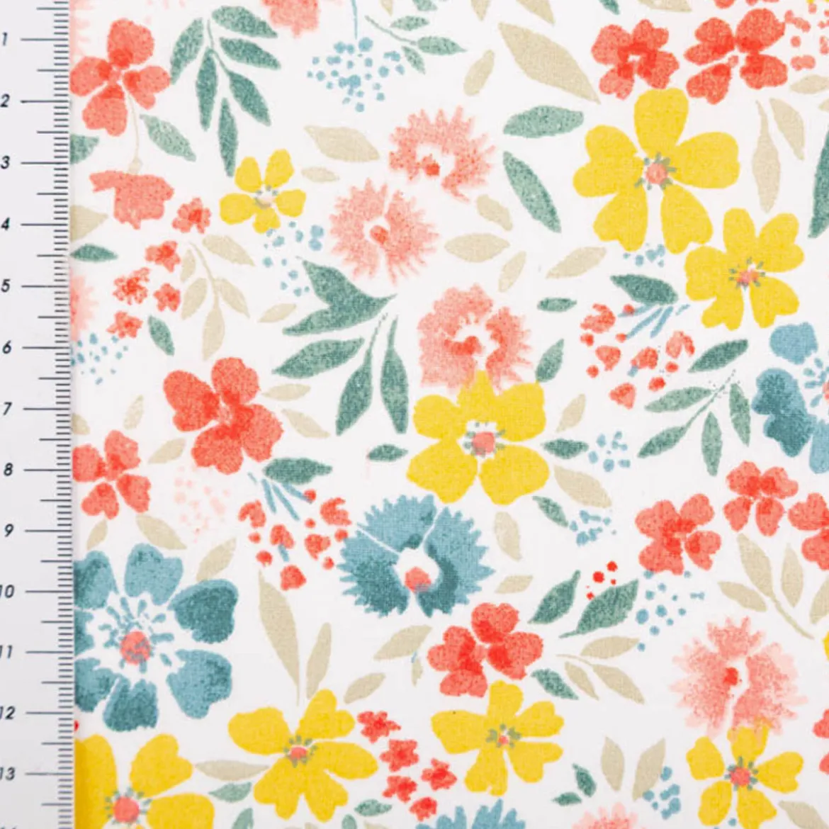 Tischdeckenstoff abwaschbar Acrylbeschichtung Bridget Blumen bunt 1,40m Breite
