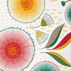 Tischdeckenstoff abwaschbar Baumwollstoff beschichtet Helena Blumen ecru bunt 1,55m Breite