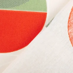 Tischdeckenstoff abwaschbar Baumwollstoff beschichtet Joris Retro Kreise ecru grün rot rosa lil a1,55m Stoffbreite