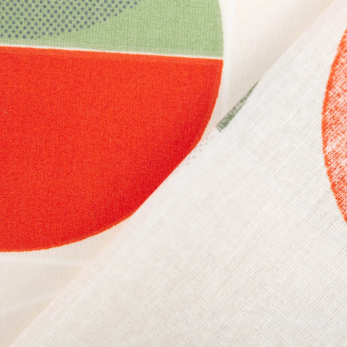 Tischdeckenstoff abwaschbar Baumwollstoff beschichtet Joris Retro Kreise ecru grün rot rosa lil a1,55m Stoffbreite