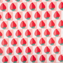 Tischdeckenstoff abwaschbar Baumwollstoff beschichtet Mariguette Erdbeeren rosa-rot 1,45m Breite