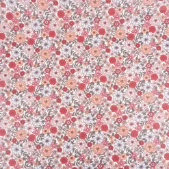 Tischdeckenstoff abwaschbar Baumwollstoff beschichtet Enduit Brigitte Blumen weiß rosa 1,45m Breite