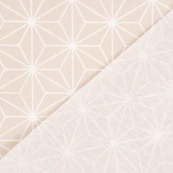 Tischdeckenstoff beschichtete Baumwolle CASUAL Stern Motiv grafisch beige weiß 1,5m Breite