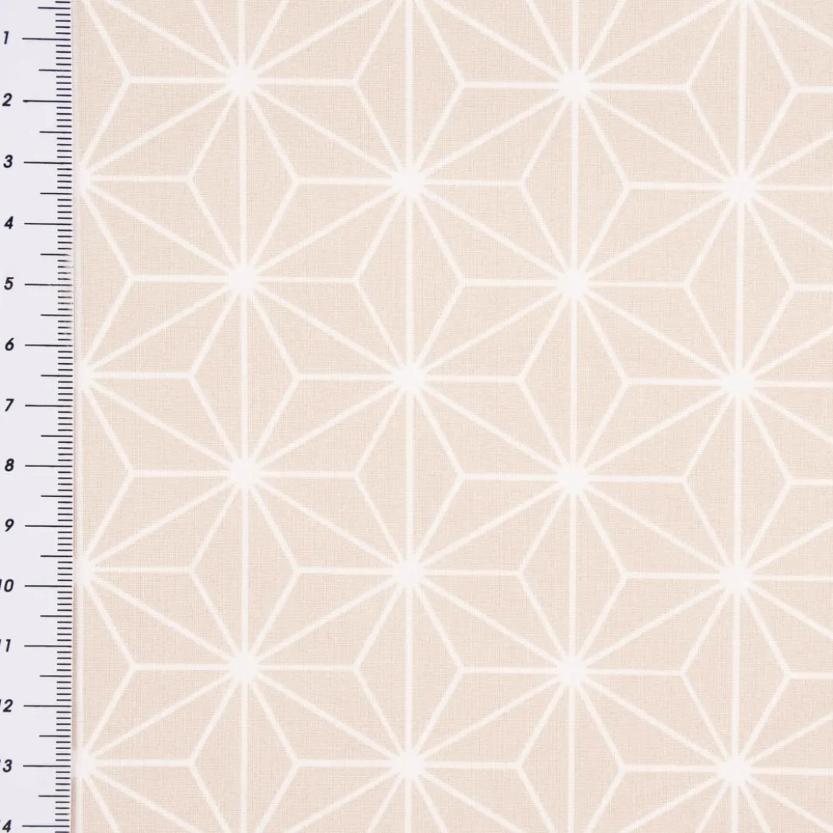 Tischdeckenstoff beschichtete Baumwolle CASUAL Stern Motiv grafisch beige weiß 1,5m Breite