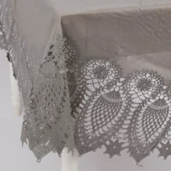 Tischdecke Outdoor Häkelspitze Amira rund dunkelgrau Ø 152cm