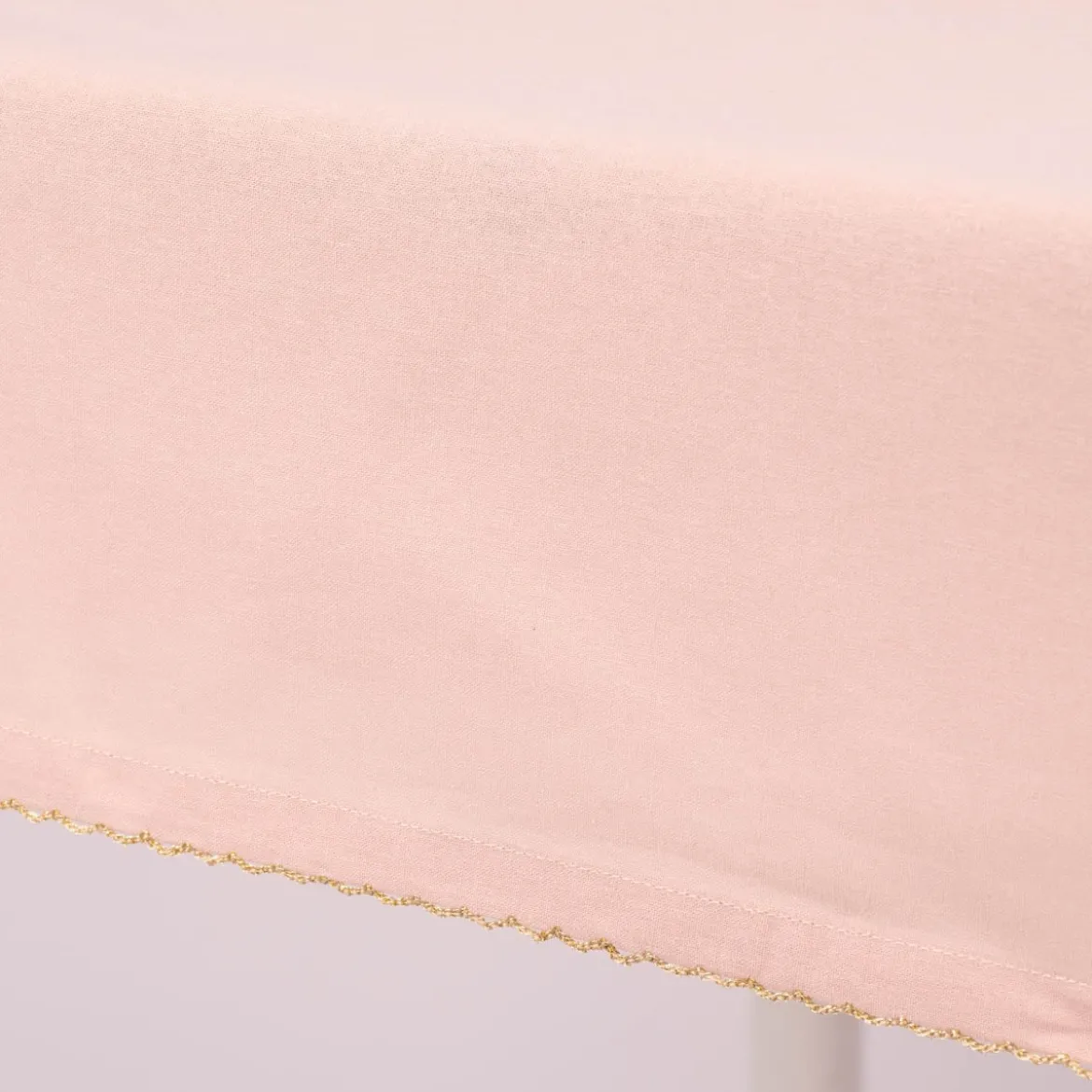 Tischdecke Runa mit Borte rosa goldfarbig 150x200cm