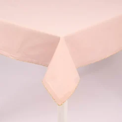 Tischdecke Runa mit Borte rosa goldfarbig 150x250cm