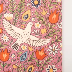 Tischläufer aus Baumwolle mit Blumen und Tauben rosa bunt 40x160cm von SCHÖNER LEBEN.