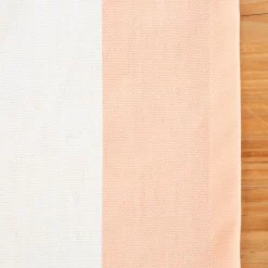 Tischläufer aus Baumwolle mit Streifen peach ecru 40x160cm von SCHÖNER LEBEN.