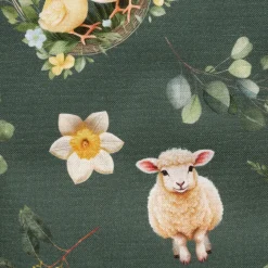 Tischläufer aus Baumwolle Ostern Bohemian Easter Mood Küken Lamm grün 40x160cm von SCHÖNER LEBEN.
