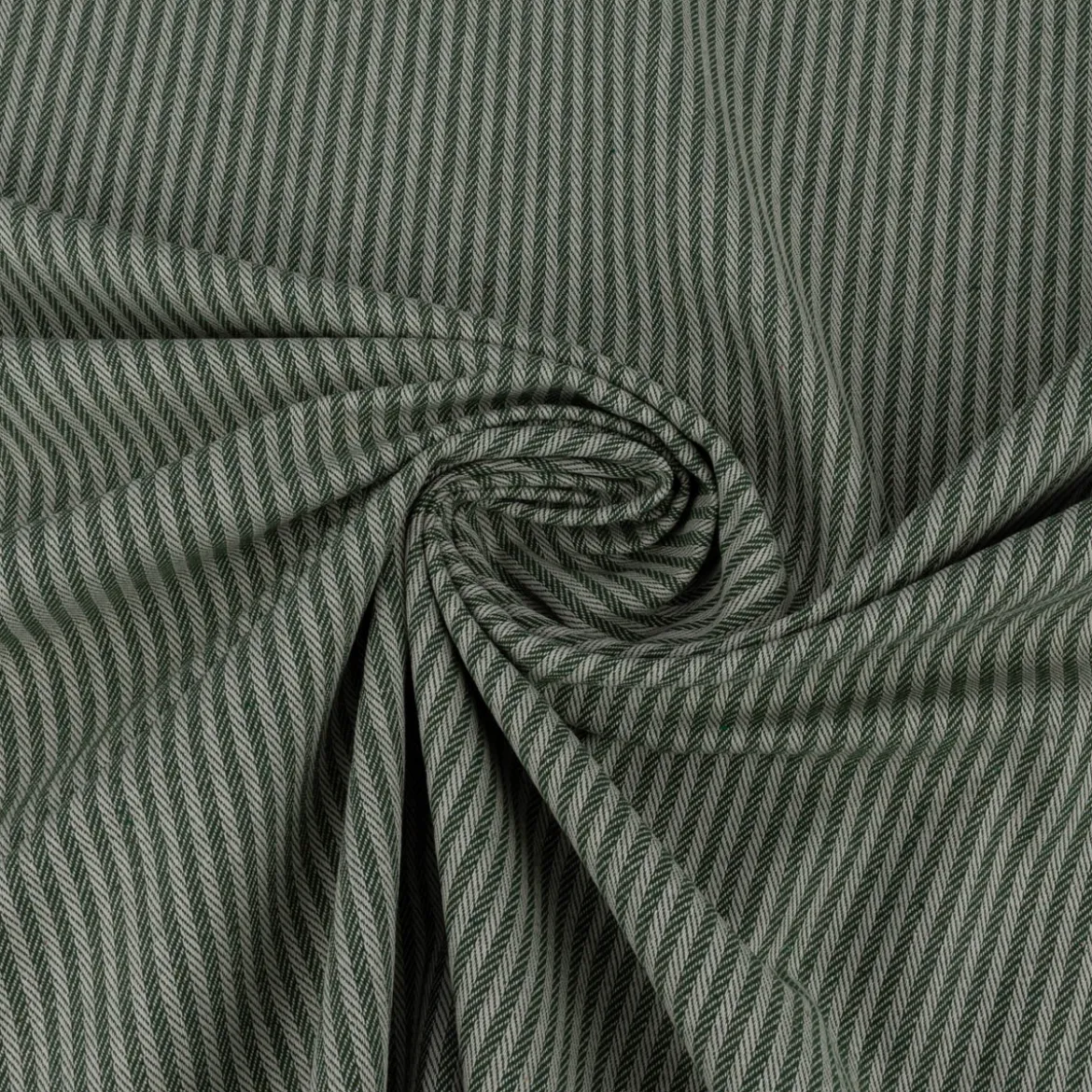 Tischläufer aus Dobbystoff mit schmalen Streifen grün beige in 40x160cm von SCHÖNER LEBEN.