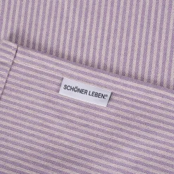 Tischläufer aus Dobbystoff mit schmalen Streifen lila beige in 40x160cm von SCHÖNER LEBEN.