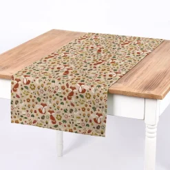 Tischläufer Autumn Woodland Fox Füchse Leinenlook natur bunt 40x160cm von SCHÖNER LEBEN.