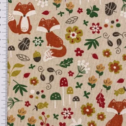 Tischläufer Autumn Woodland Fox Füchse Leinenlook natur bunt 40x160cm von SCHÖNER LEBEN.