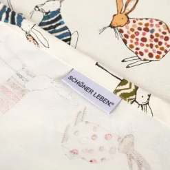 Tischläufer Baumwolle Hasen beige bunt 40x160cm von SCHÖNER LEBEN.