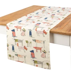 Tischläufer Baumwolle Hunde beige bunt 40x160cm von SCHÖNER LEBEN.