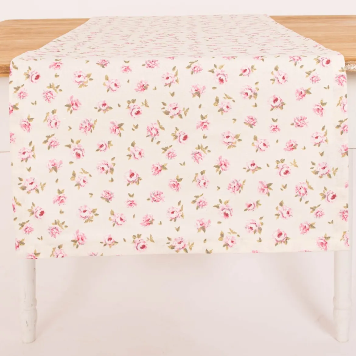 Tischläufer Classic Little Rose Rosenblüten ecru rosa 40x160cm von SCHÖNER LEBEN.