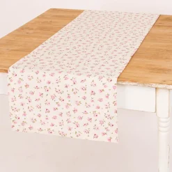 Tischläufer Classic Little Rose Rosenblüten ecru rosa 40x160cm von SCHÖNER LEBEN.