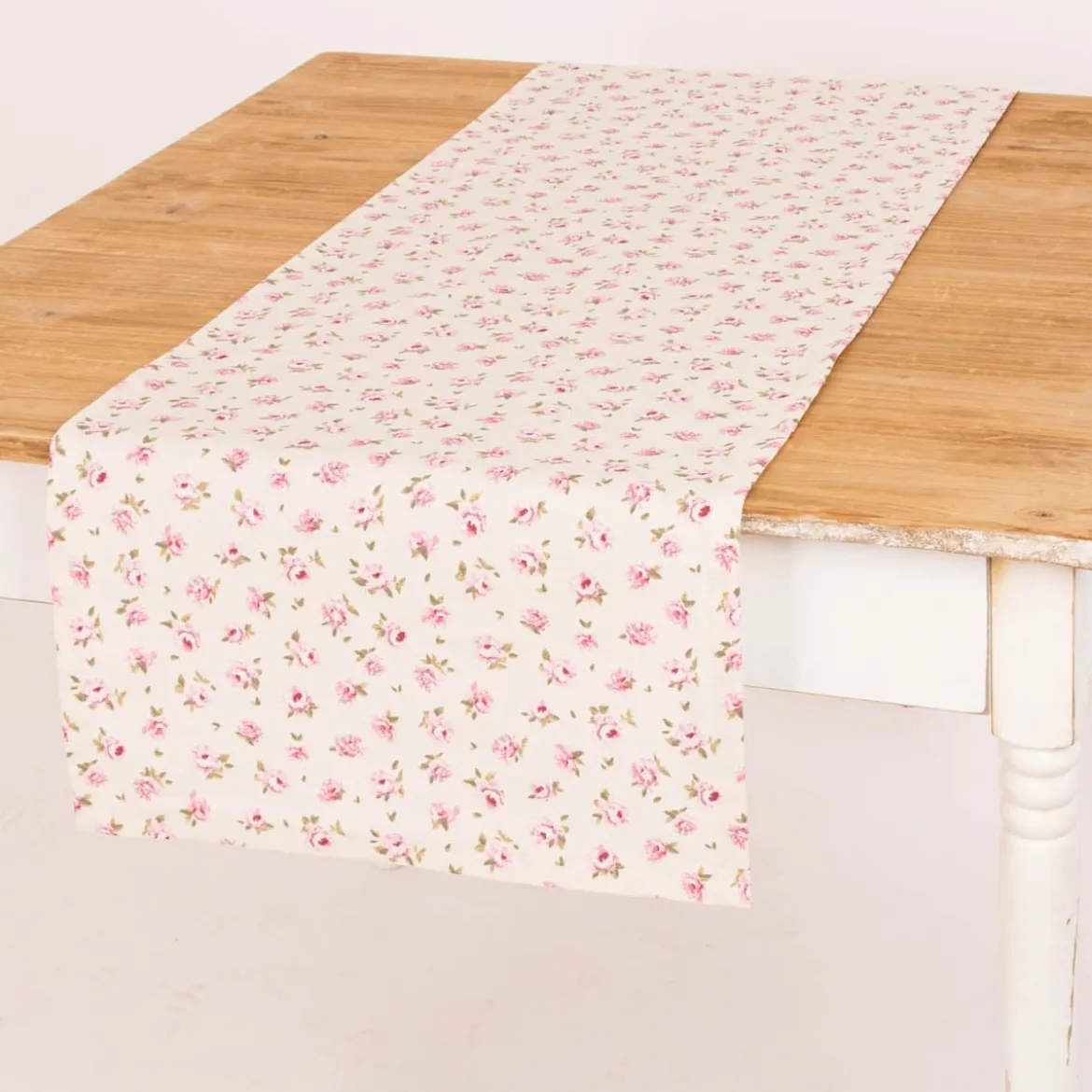 Tischläufer Classic Little Rose Rosenblüten ecru rosa 40x160cm von SCHÖNER LEBEN.